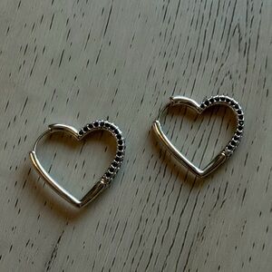 925 Sterling Silver Heart Hoop Earrings